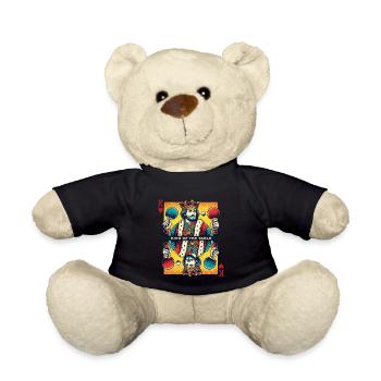 Retro Tischtennis König Spielkarte Vintage Stil - Teddy - Schwarz - Vorne