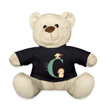 Letter c green jungle animals - Teddy Bear - black - Front