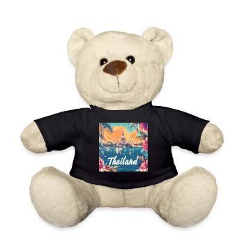 Thailand Temple Sunset Floral Paradise - Teddy Bear - black - Front