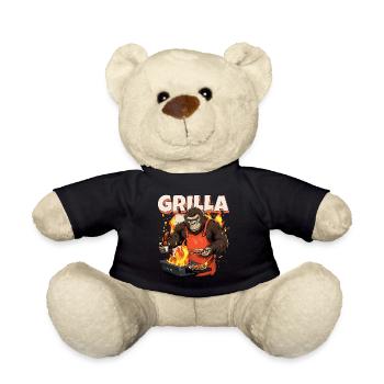 Grillen Grilla Griller Gorilla BBQ Spruch Lustig - Teddy - Schwarz - Vorne