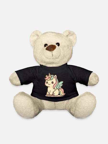 Niedliches Regenbogen geflügeltes Einhorn - Teddy - Schwarz