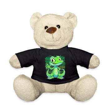 Cheerful Lizard – Funny Comic Style - Teddy Bear - black - Front