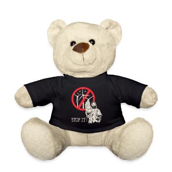 Jesus says stop to wind power - Teddy Bear - black - Front