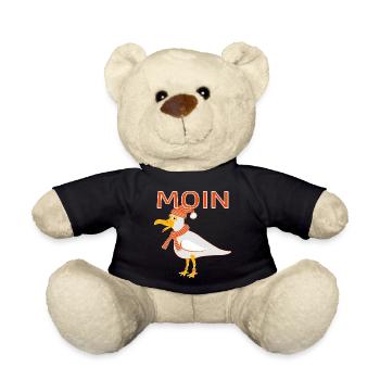 Funny seagull with cap - Teddy Bear - black - Front
