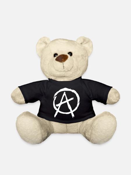 Anarchy Symbol in Circle - White - Teddy Bear - black