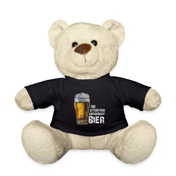 Die Situation erfordert Bier – Lustiger Spruch - Teddy - Schwarz - Vorne