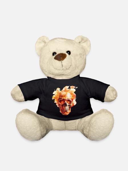 Totenkopf Flammen - Teddy - Schwarz