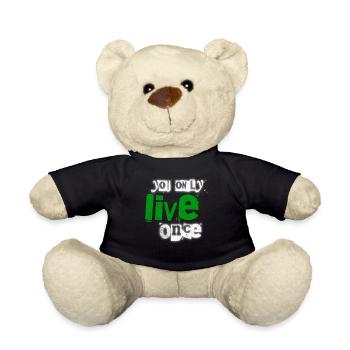 Du lebst nur einmal – grüne Betonung - Teddy - Schwarz - Vorne