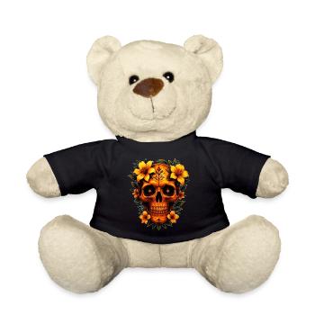 Crâne avec des fleurs - Nounours - noir - Devant