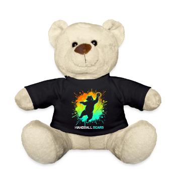 Handball Bär Kinder Sport Tier Handballer Motiv - Teddy - Schwarz - Vorne
