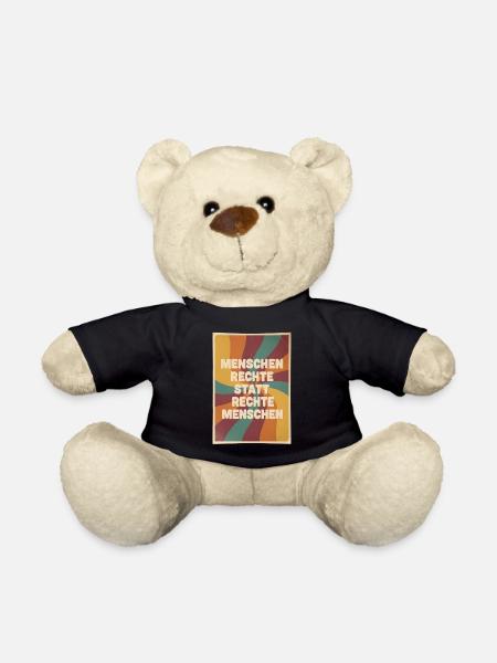 Menschenrechte statt rechte Menschen Retro - Teddy - Schwarz