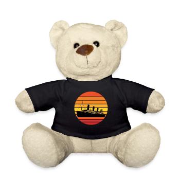 Vintage Titanic Ocean Liner Sunset Graphic - Teddy Bear - black - Front