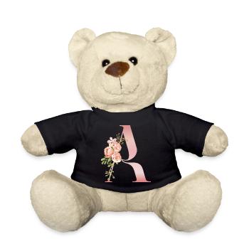 Monogramm Ein Pastellblume - Teddy - Schwarz - Vorne