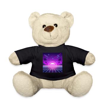 Neon Retro Sunset Grid - Teddy - Schwarz - Vorne