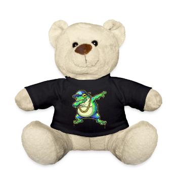 Green Street Frog with Gold Chain Dabbing - Teddy Bear - black - Front