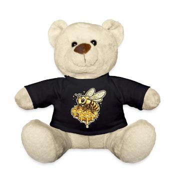 Honeycomb Bee Motif - Teddy Bear - black - Front