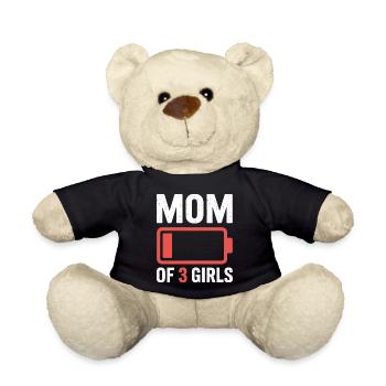 Icône de la pile de la maman de trois filles - Nounours - noir - Devant