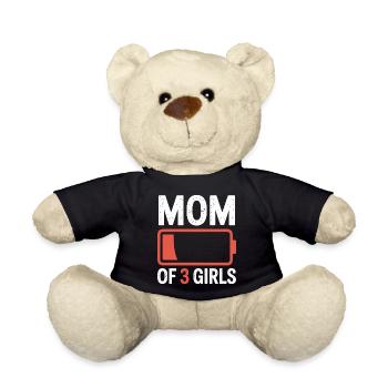 Mutter von 3 Mädchen Batterie-Ikon-Tee - Teddy - Schwarz - Vorne