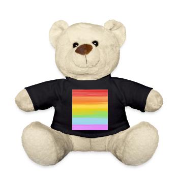 Watercolor Rainbow - LGBTQ Pride - Teddy Bear - black - Front