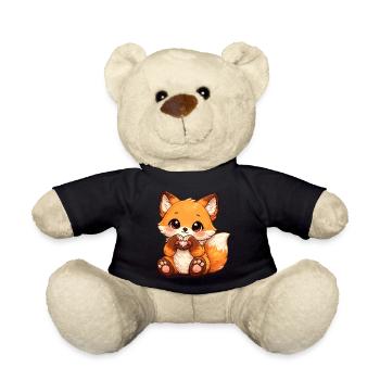 Kawaii Fox Heart Sign - Teddy Bear - black - Front