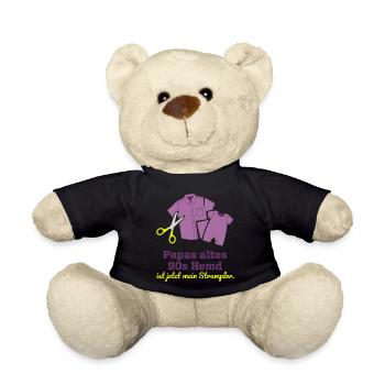 Papas 90er Hemd Upcycling Baby Strampler - Teddy - Schwarz - Vorne