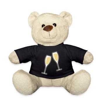 2 Sektgläser (Sekt / Oval / Zu / 3C) - Teddy Bear - black - Front
