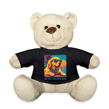 Golden Retriever Era Vintage | Retro Sunset Dog - Teddy Bear - black - Front