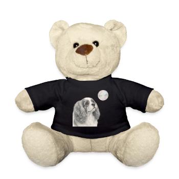 Motif rétro du chien Cavalier King Charles Spaniel - Nounours - noir - Devant