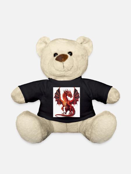Feuerroter Drachen-Aquarell - Teddy - Schwarz