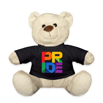 Pride Modern Block Design Regenbogen Schriftzug - Teddy - Schwarz - Vorne