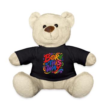 Born This Way Regenbogen CSD Pride Spruch - Teddy - Schwarz - Vorne
