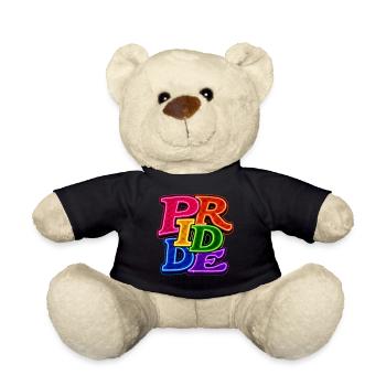 Pride LGBTQ Neon Font Colorful Rainbow CSD - Teddy Bear - black - Front
