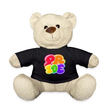 Pride Bubble Rainbow CSD Shirt Sticker - Teddy Bear - black - Front