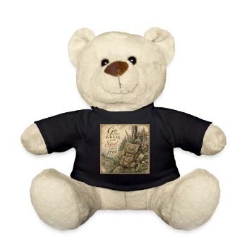 Hiking Backpack Retro Mural Nature Decoration Poster - Teddy Bear - black - Front