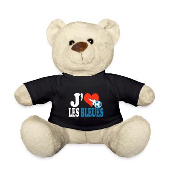 football féminin j aime les bleues équipe france - Nounours - noir - Devant