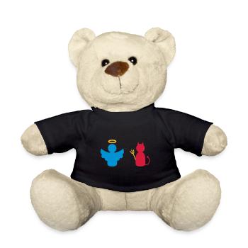 ★ Designfarben änderbar ★ Engel und Teufel - Teddy - Schwarz - Vorne