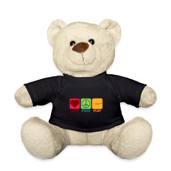 Trombone Player Mama Girl with Saying Sayings Peace - Teddy Bear - black - Front