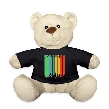Vintage Retro Edinburgh Skyline. Explore Scotland - Teddy Bear - black - Front