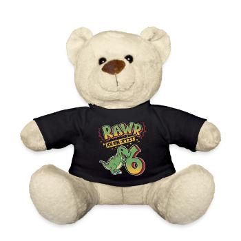 6. Geburtstag "Rawr ich bin jetzt 6" Dino Geschenk - Teddy - Schwarz - Vorne