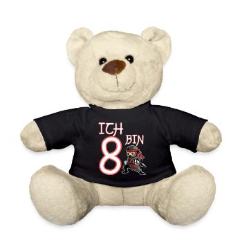 Ich bin 8 Ninja Geburtstag 8.Geburtstag - Teddy - Schwarz - Vorne