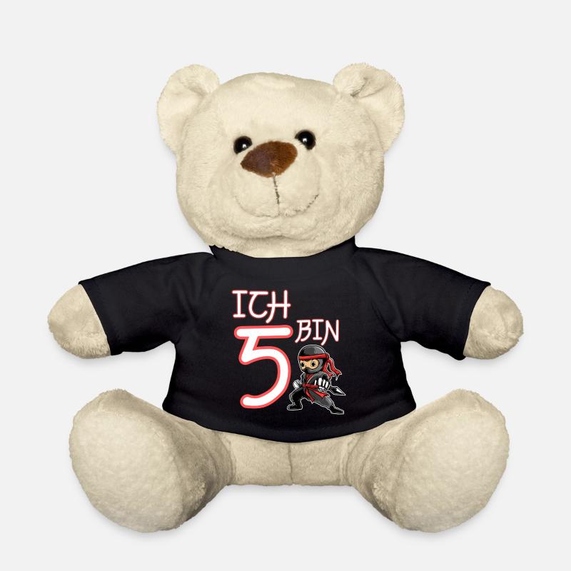 Ich bin 5 Ninja Geburtstag 5.Geburtstag - Teddy - Schwarz