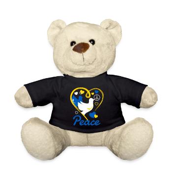 Colombe ukrainienne de la paix avec signe de paix - Nounours - noir - Devant
