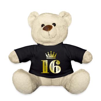 16 Number Crown Gold - Teddy Bear - black - Front