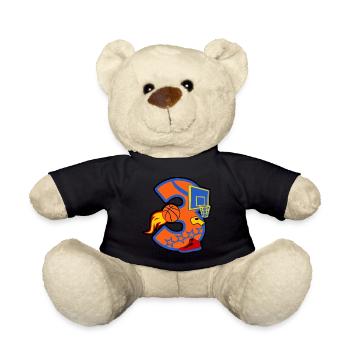 Basketball 3. Geburtstag Party Nummer 3 - 3 Jahre - Teddy - Schwarz - Vorne