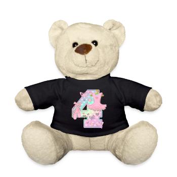 Ballerina 4. Geburtstagsparty Nummer 4 - 4 Jahre - Teddy - Schwarz - Vorne