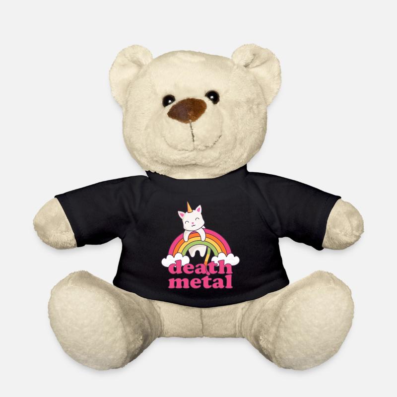 Lustig Death Metal Einhorn Katze Regenbogen Metal - Teddy - Schwarz