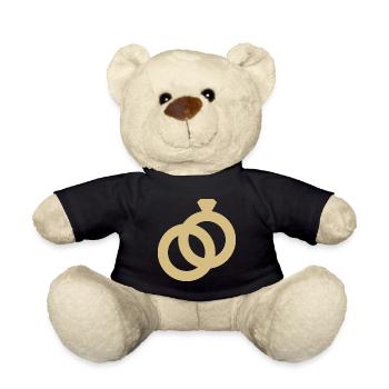 Wedding Ring Symbol Rings Wedding Ring Shirt Gift - Teddy Bear - black - Front
