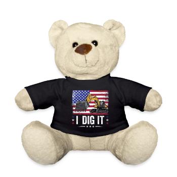 Retro Bagger Spruch Baggerfahrer Baustelle - Teddy - Schwarz - Vorne