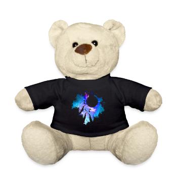 Drei Wölfe Mond Heulende Galaxie Geschenkidee - Teddy - Schwarz - Vorne