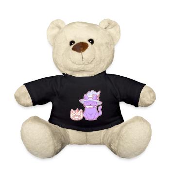 Halloween Cute Witch Cat with Knife and a Pumpkin - Teddy Bear - black - Front
